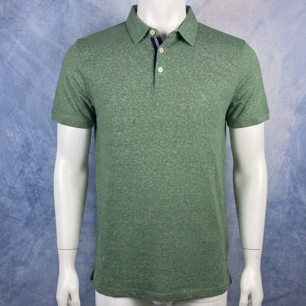 Rugby University Mens Large Green Heathered Short Sleeve Polo Shirt Lion Logo
